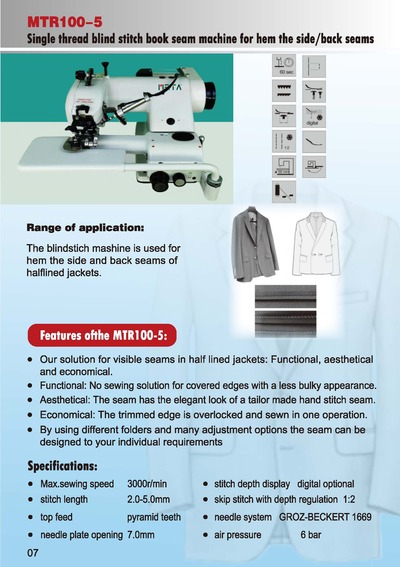 Single thread blind stitch book seam machine for hem the side/back seams, MTR100-5