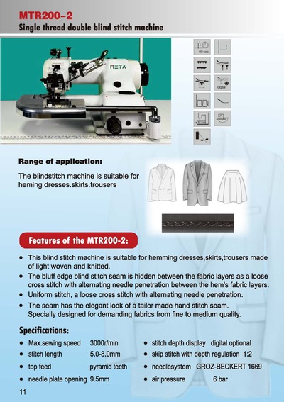 Single thread double blind stitch machine, MTR200-2