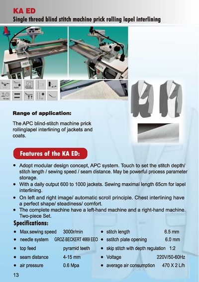 Single thread blind stitch machine prick rolling lapel interlining, KAED