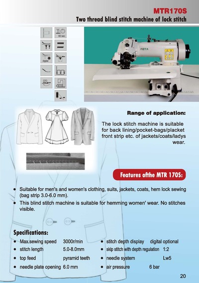 Two thread blind stitch machine of lock stitch, MTR170S