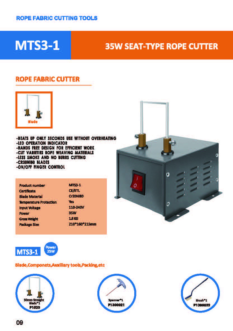 Mountable Rope Cutter 35W SEAT-TYPE ROPE CUTTER, MTS3-1 - Meta Precision Industry Co., Ltd.