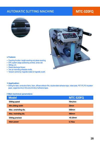 AUTOMATIC SLITTING MACHINE, MTC-320FQ