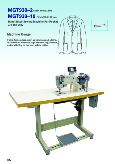 Blind Stitch Sewing Machine For Pocket Zig-zag Way, MGT938-2 (Stitch Width 2 mm) & MGT938-10 (Stitch Width 10 mm)